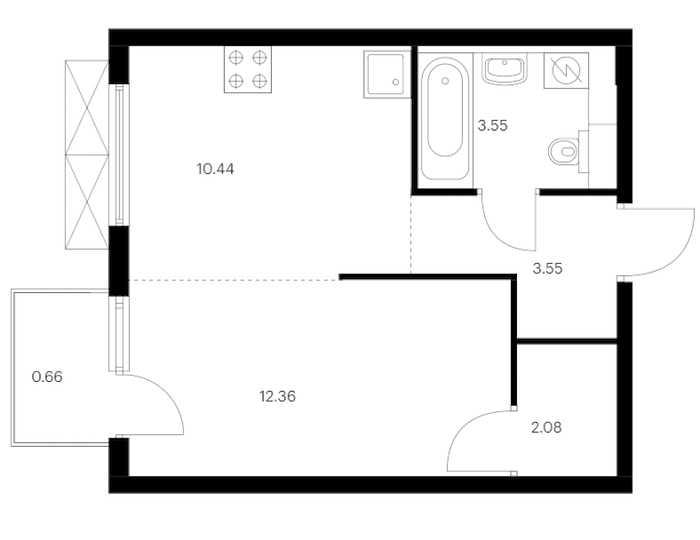 1-комнатная квартира 32.64 м², 11/24 эт., ЖК «Заречный парк»